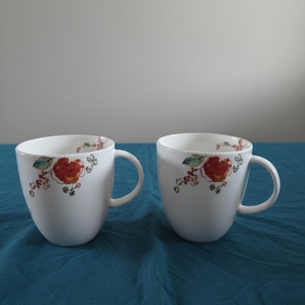 Lenox Simply Fine Chirp Mugs Set of 2 Bone China